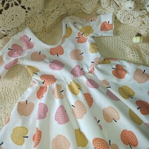 Apple Print Kids Casual Dress - Multicolor